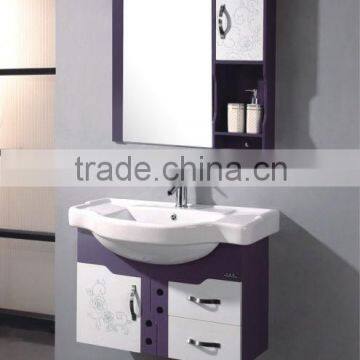 hotel mirrored MDF, PVC wall mounted bathroom cabinet and bathroom vanity