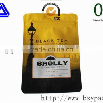 laser easy tear zipper tea bag wholesale stand up bottom gusset