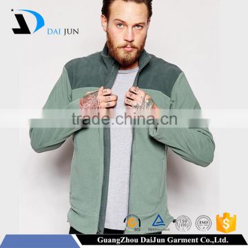 Daijun oem men import 100% cotton light green zipper up high neck hoodies