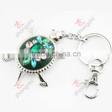 Fashion metal crystals turtle key chain