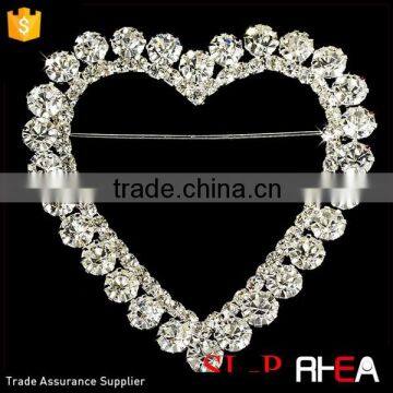 Silver Heart Romance Rhinestone Bridal Wedding Brooch