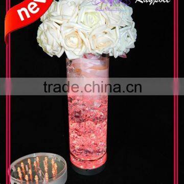 Round battery operated led vase light base/led centerpiece party light for party decoration