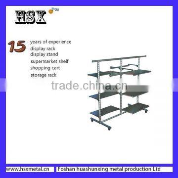 Floor standing tube display shelf metal clothes drying display rack HSX-111