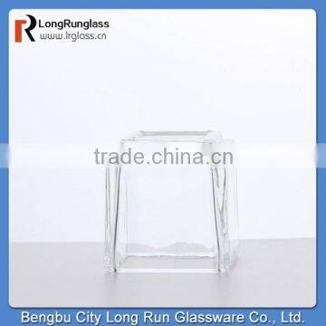 LongRun high quality 100g transparent square shape glass candle holder
