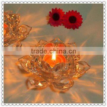 Crystal Clear Glass Lotus Flower With Candle Holder For Decoration