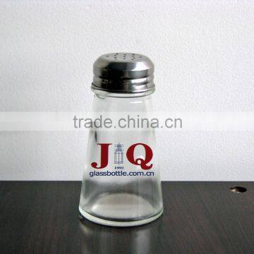 clear glass spice jar with stainess steel lid