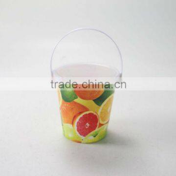 plastic bucket with orange design