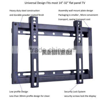 China Supplier 2015 Low Profile Slim Universal Vesa 200*200 Fixed Lcd Led Plasma tv Mount for 14 - 32" Flat Screen