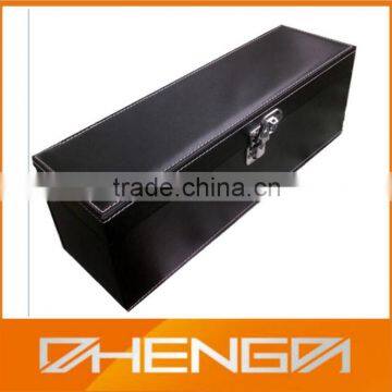 Best Sell factory customized black leather wine boxes with latch (ZDS-F385)