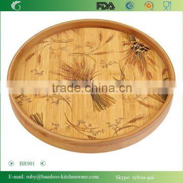 BR901/Traditional Classical Chinese Kongfu Bamboo Round Charger Tea Tray photo-4
