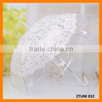 Lace Transparent Princess Puppy Print Long Handle Fashion Umbrella