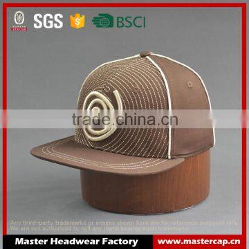 Brown customized fitted cap with logos