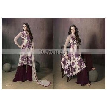 Grandiose Off White Georgette Palazzo Churidar Suit/churidar suits for women