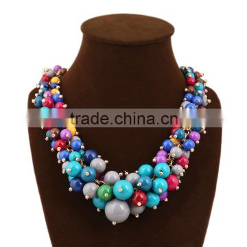 Colorful pearl strand wholesale chunky statement necklace