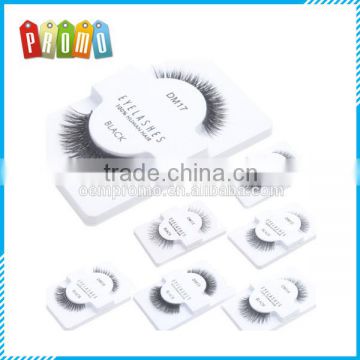 Black 1 Pair False Eyelashes 100% Human Hair Strip Lash Fake Eye Lashes