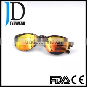 Newest Design Plastic Acetate Custom Made Half Frame Sunglasses With Gold Mirror Lenses