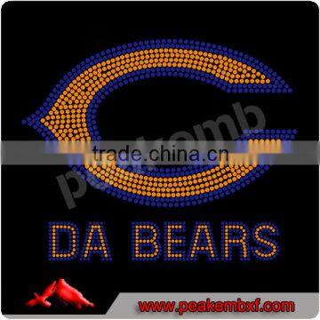 New Design hotfix rhinestones Da Bears Iron On Transfer