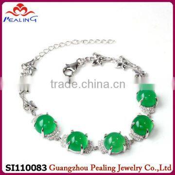 2014 fashion wholesale chrysoprase 925 silver diamond bracelet