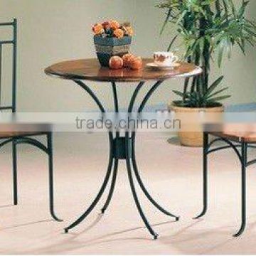 3 Pc Kitchen Dining Round Small Wooden Bistro Table and 2 Chairs Set Brown Black