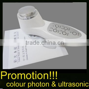 handheld 7 led light ultrasonic photon facial massager for home use on hot promotion