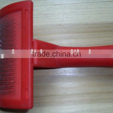 Curved back of plastic handle Pet Slicker brush