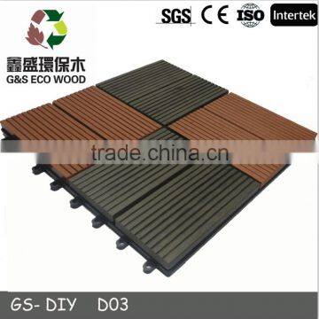 Outdoor wpc interlocking decking tiles anti-slip wpc commercial floor tile 30X30