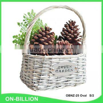 Wicker Material Decorative Flower Baskets With Plastic Liner photo-4