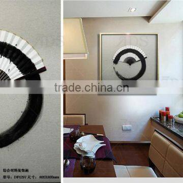 Framed Handmade Art Image Chinese Fan Water Color Painting for Home Decoration photo-2