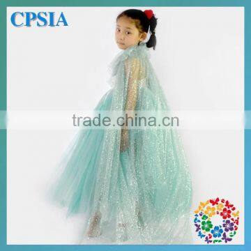 2014 Pretty Girl Dress Latest Blue Aqua Tutu Dress & Headband &Glitter Cape Set Baby Clothes Wholesale Price photo-4