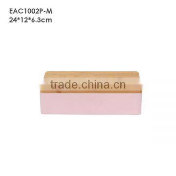 Pink Concrete Jewelry Box With Wood or Bamboo Lid photo-4