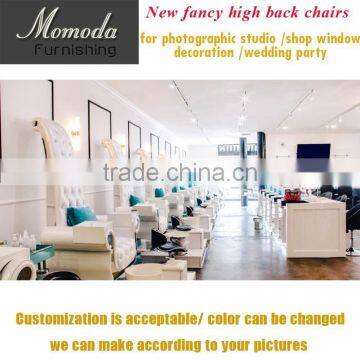 JR040 Wholesale Cheap King and Queen Chairs Antique High Button Back Chairs