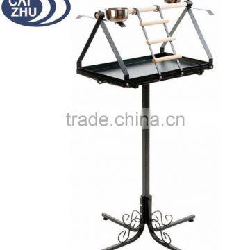Free Standing Parrot Bird Perch T Bar Play Stand Feeding Bowls Dirt Tray Pet Supplies photo-2