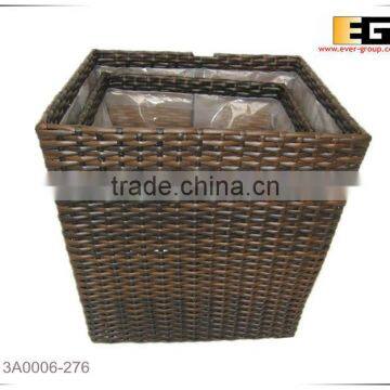 Square PE/Plastic Rattan With Liner Deco Basket photo-2
