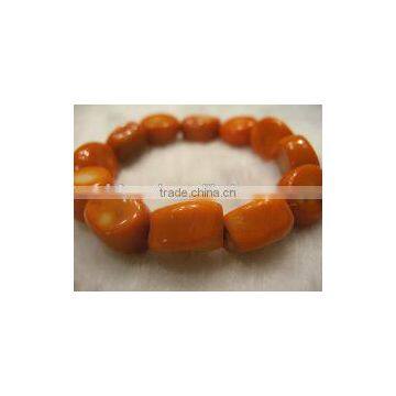 wholesale 7" 15-20mm orange candy natural coral stone bracelet