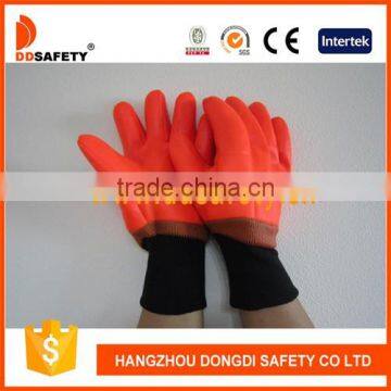 DDSAFETY 2017 Fluorescence Foam Insulated Liner Smooth Finish Orange PVC Gloves