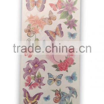 Elegant Lily & Butterfly Design Sticker, Classic Decorative Shinny Glitter Sticker photo-2