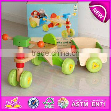 Comfortable Safe Wooden tricycle for kids,High Quality Solid Wood Toy Kids Wooden Tricycle for Sale W16A020