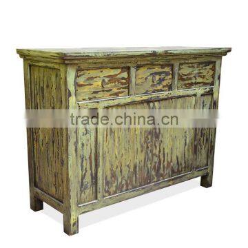 Buffet Console Oriental Rustic Painted Mahogany Wood Furniture photo-2