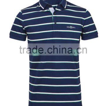 Men 100%cotton Vertical Striped Men's Polo Shirt photo-3