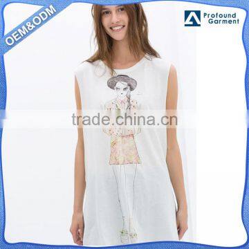 thin and soft apparel design ladies side split tank top custom printing women vest