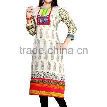Pure Cotton Glamour Long Kurtis/western Kurti Designs/long Kurti Neck Designs photo-3