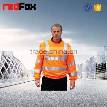 men long sleeves collar t-shirt red mesh fabric reflective safety t-shirt for worker safety t-shirt wholesale