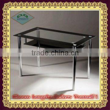 Hot Sell Modern Black Glass Dining Table Top Tempered and Metal Leg for Dining Room