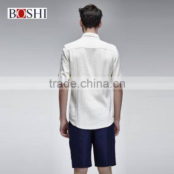 2015 New Stylish England Style Tops For Solid White Linen Leisure Shirt photo-5