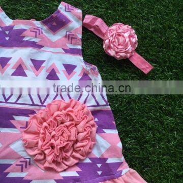 New Design Kids Swing Top Set Pink Azect Swing Top With Bloomer Sets Infant Toddler Outfits With Headband photo-2
