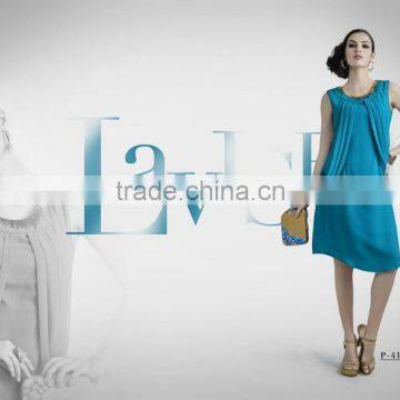 Charm Blue color Plane with Gold beads work neck design Vogue Designer Kurtis