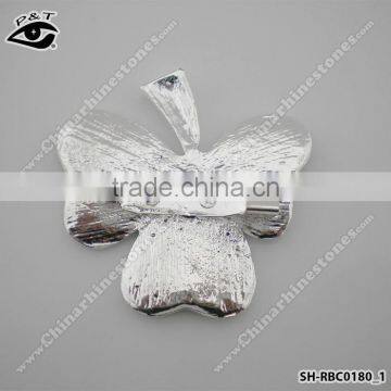 Black Diamond Clover Shape Rhinestone Brooches Leaf Brooch Pins for Dress photo-2