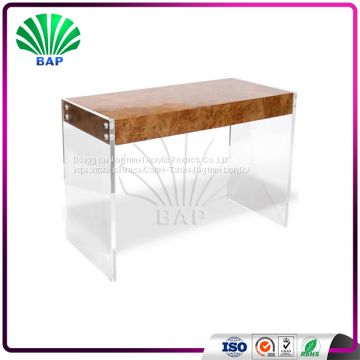 High Quality Wooden Top Office Desk With Drawers Plexiglass Table Legs