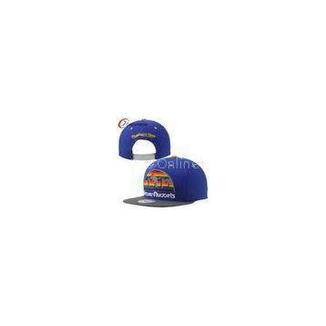 Blue Acrylic Flat Brimmed Baseball Caps , Snapback Hat with Adjustable Plastic Closure