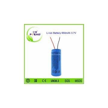 rechargeable 16340 lithium battery 3.7v 650mah